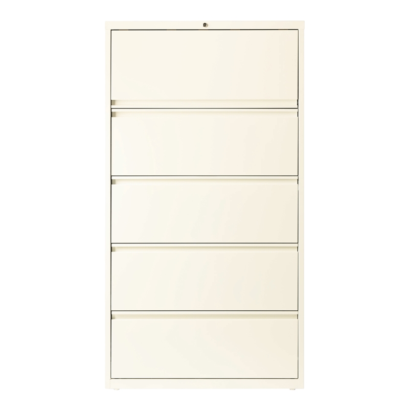 Hirsh 36-in Wide HL10000 Series Metal 5 Drawer Lateral File Cabinet Off White