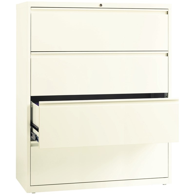 Hirsh 42-in Wide HL10000 Series Metal 4 Drawer Lateral File Cabinet Off White