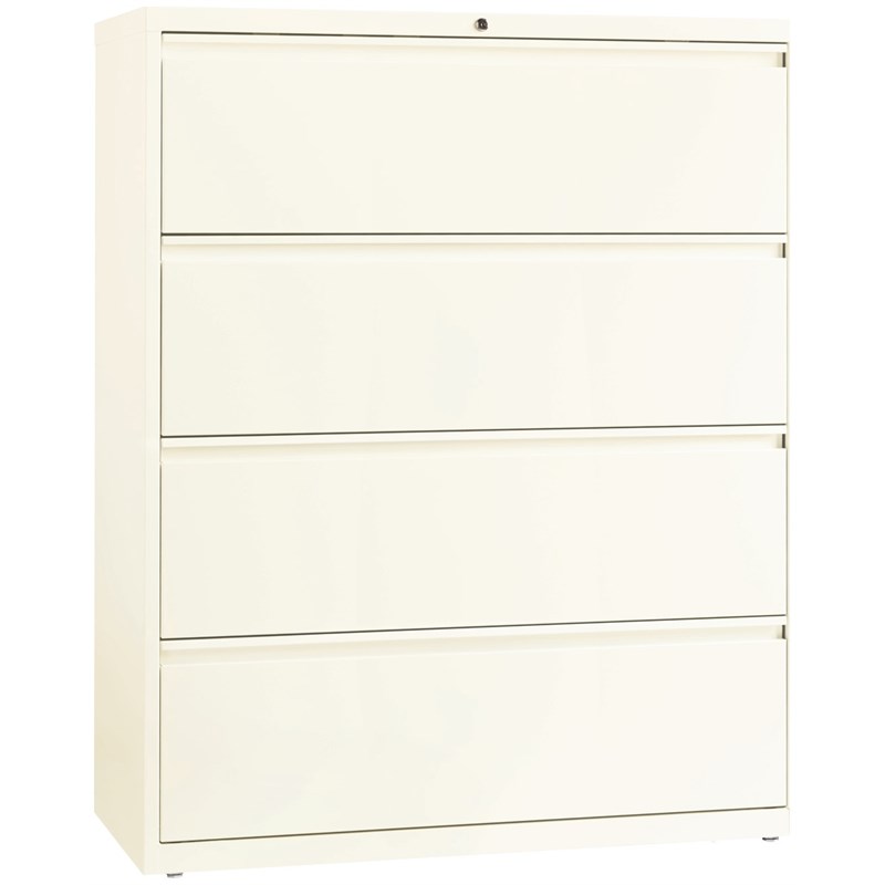 Hirsh 42-in Wide HL10000 Series Metal 4 Drawer Lateral File Cabinet Off White
