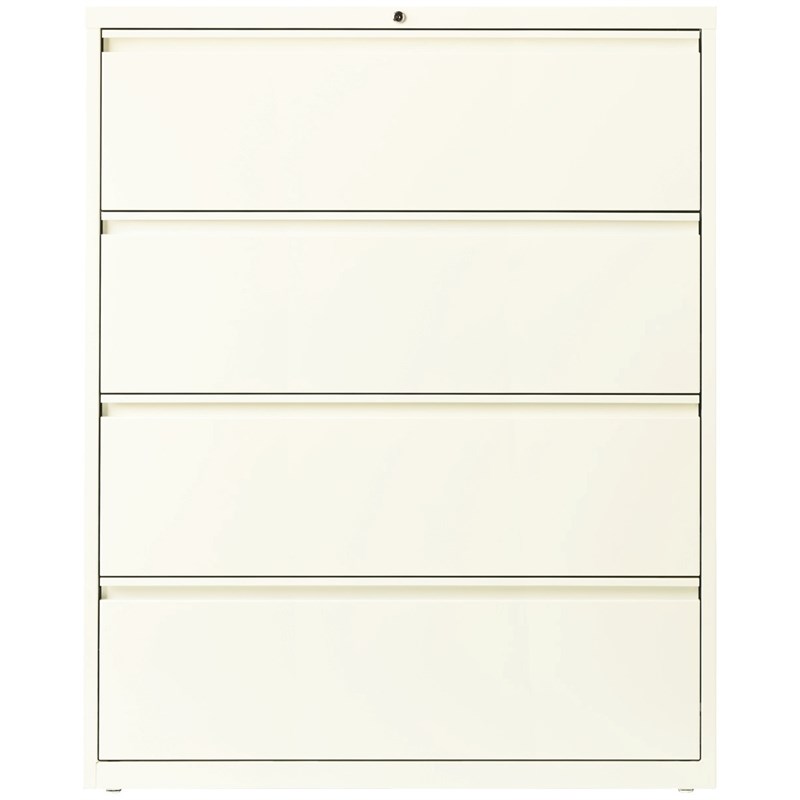 Hirsh 42-in Wide HL10000 Series Metal 4 Drawer Lateral File Cabinet Off White