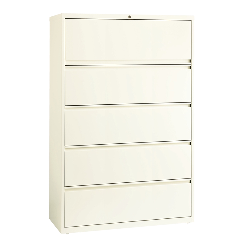 Hirsh 42-in Wide HL10000 Series Metal 5 Drawer Lateral File Cabinet Off White