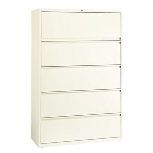 Hirsh 42-in Wide HL10000 Series Metal 5 Drawer Lateral File Cabinet Off White