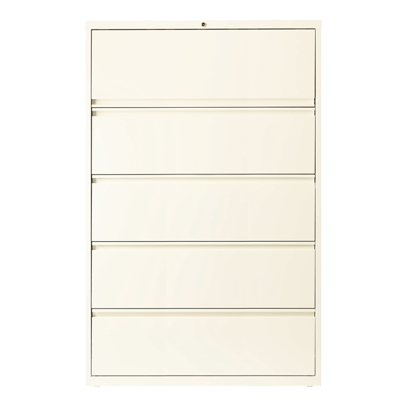 Hirsh 42-in Wide HL10000 Series Metal 5 Drawer Lateral File Cabinet Off White
