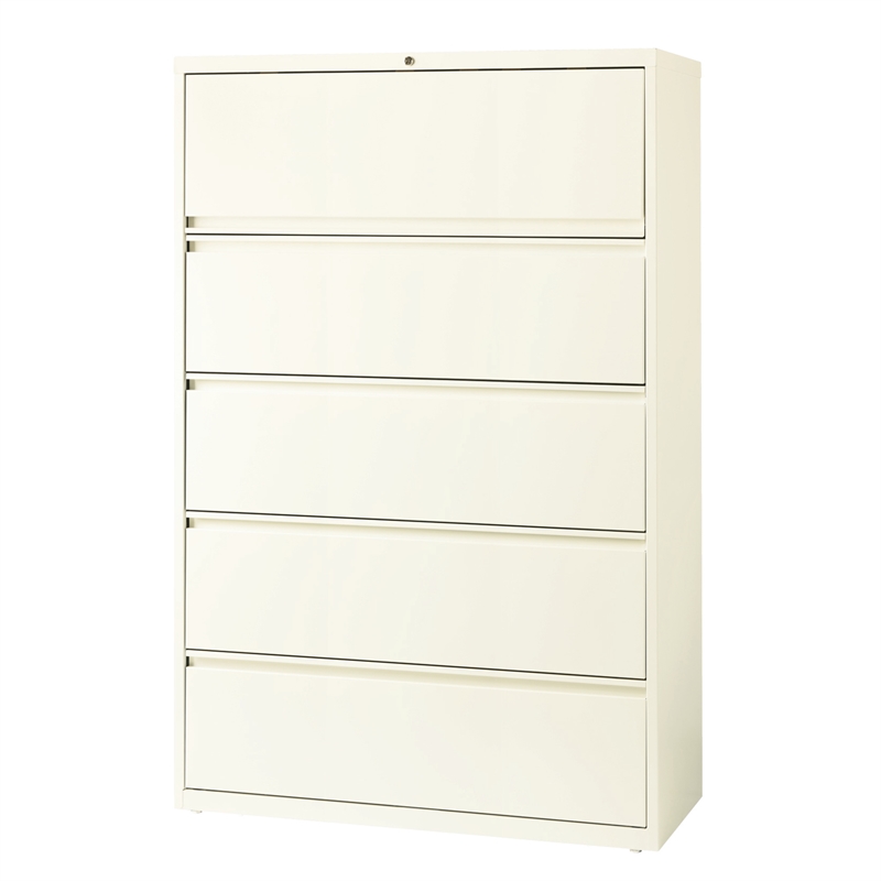 Hirsh 42-in Wide HL10000 Series Metal 5 Drawer Lateral File Cabinet Off White