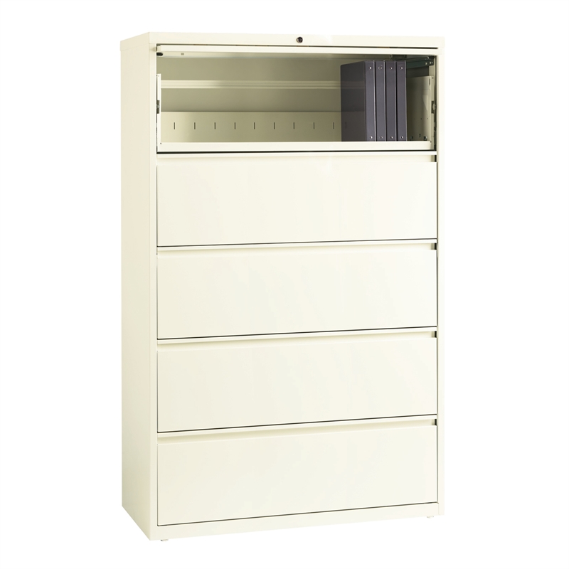 Hirsh 42-in Wide HL10000 Series Metal 5 Drawer Lateral File Cabinet Off White