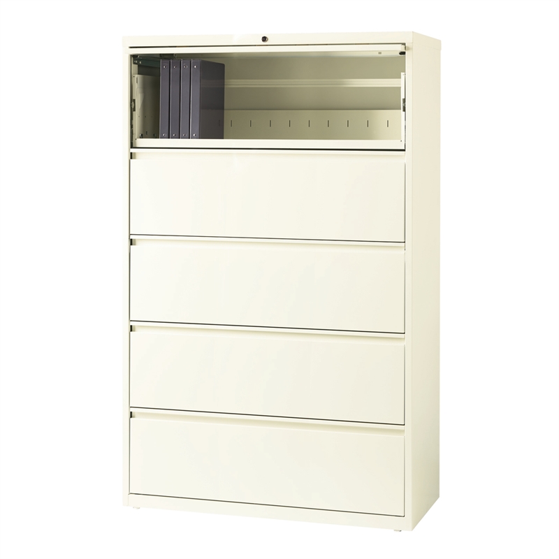 Hirsh 42-in Wide HL10000 Series Metal 5 Drawer Lateral File Cabinet Off White