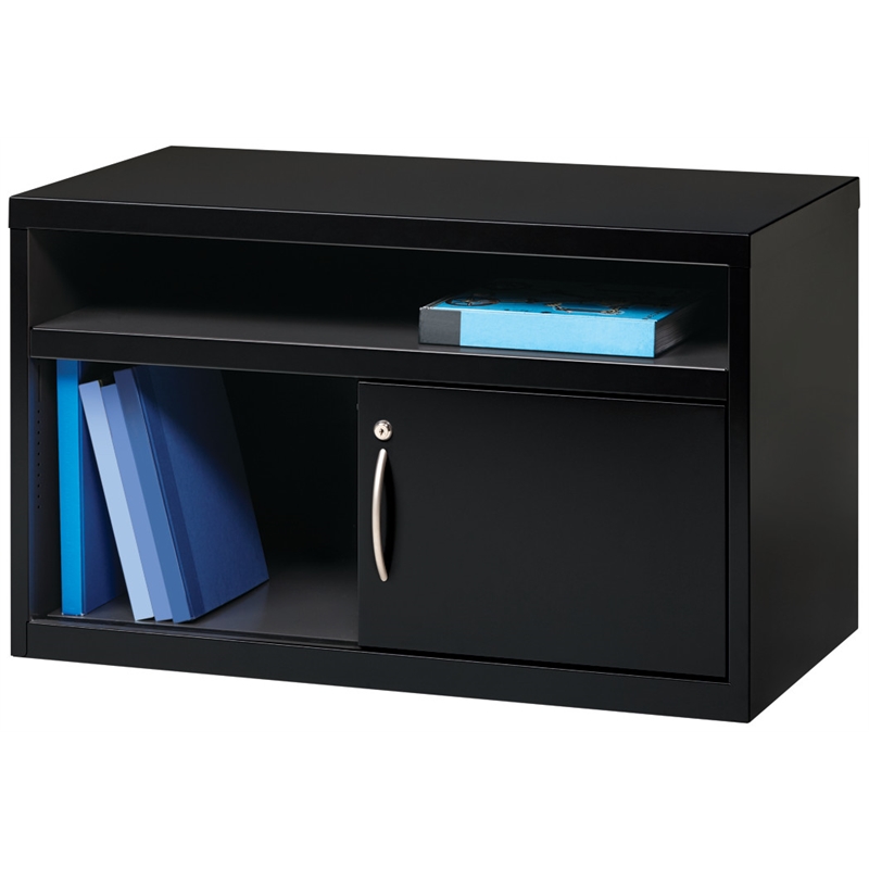 Hirsh 36-in Wide Low Metal Credenza with Sliding Door Black