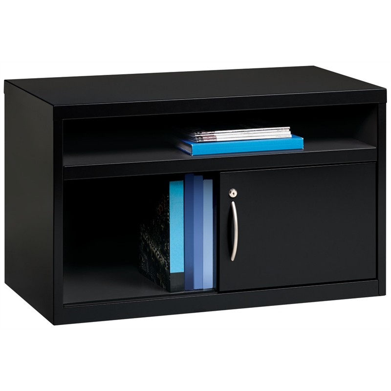 Hirsh 36-in Wide Low Metal Credenza with Sliding Door Black