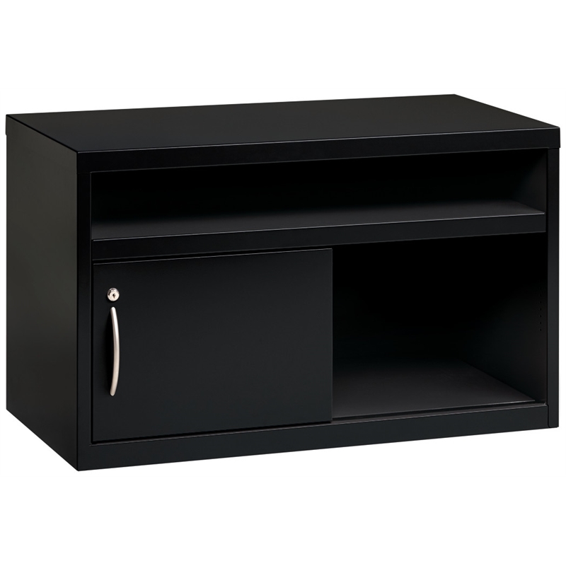 Hirsh 36-in Wide Low Metal Credenza with Sliding Door Black