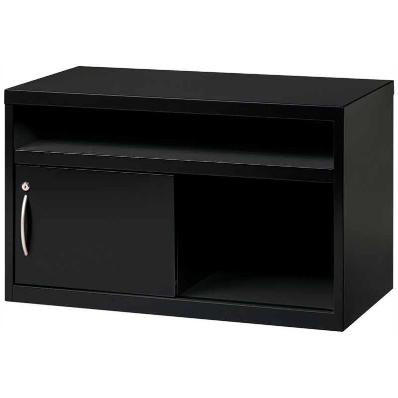 Hirsh 36-in Wide Low Metal Credenza with Sliding Door Black