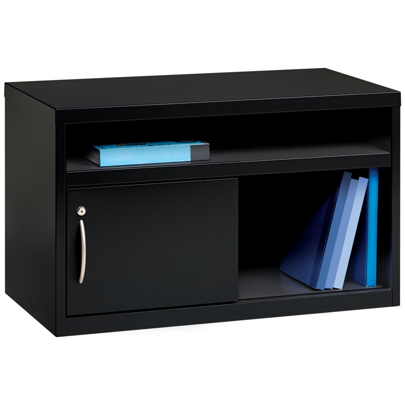 Hirsh 36-in Wide Low Metal Credenza with Sliding Door Black