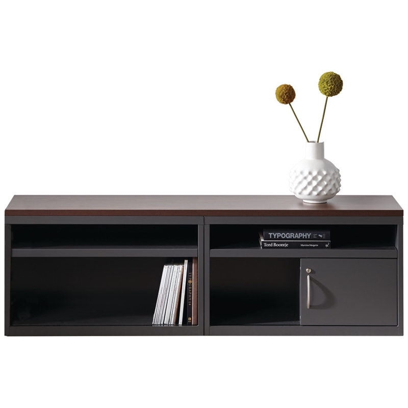 Hirsh 36-in Wide Low Metal Credenza with Sliding Door Charcoal