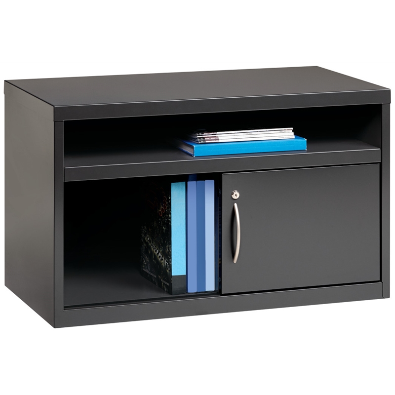 Hirsh 36-in Wide Low Metal Credenza with Sliding Door Charcoal