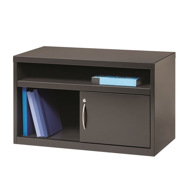 Hirsh Low Credenza File Cabinet With Door In Charcoal 20507