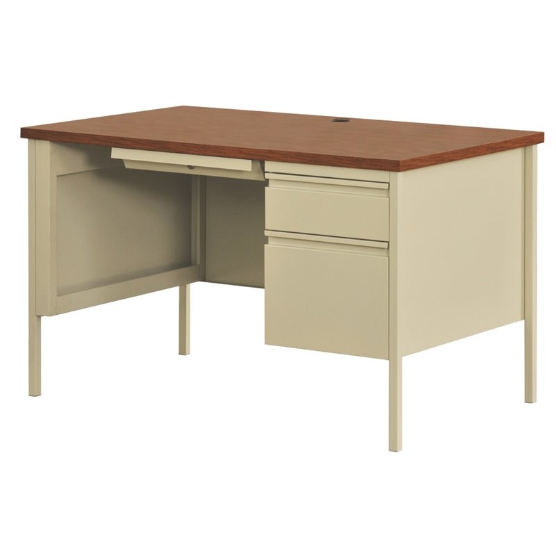 Single Pedestal Computer Desk In Putty And Oak 20091 Single Pedestal Computer Desk In Putty And Oak