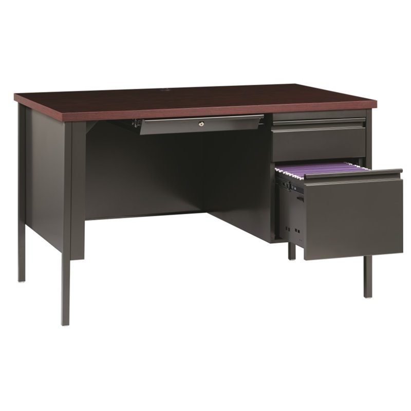 Single Pedestal Computer Desk In Charcoal And Gany 20093 Single Pedestal Computer Desk In Charcoal And Gany