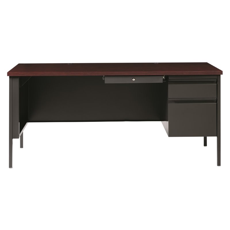 Single Pedestal Computer Desk In Charcoal And Gany 20096 Single Pedestal Computer Desk In Charcoal And Gany