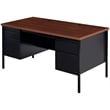 Hirsh Double Pedestal Metal Office Desk with Center Drawer Black/Walnut