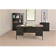 Hirsh Double Pedestal Metal Office Desk with Center Drawer Black/Walnut