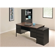 Hirsh Double Pedestal Metal Office Desk with Center Drawer Black/Walnut