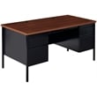 Hirsh Double Pedestal Metal Office Desk with Center Drawer Black/Walnut