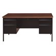 Hirsh Double Pedestal Metal Office Desk with Center Drawer Black/Walnut
