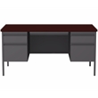 Hirsh 30D x 60W Double Pedestal Metal Desk Charcoal/Mahogany