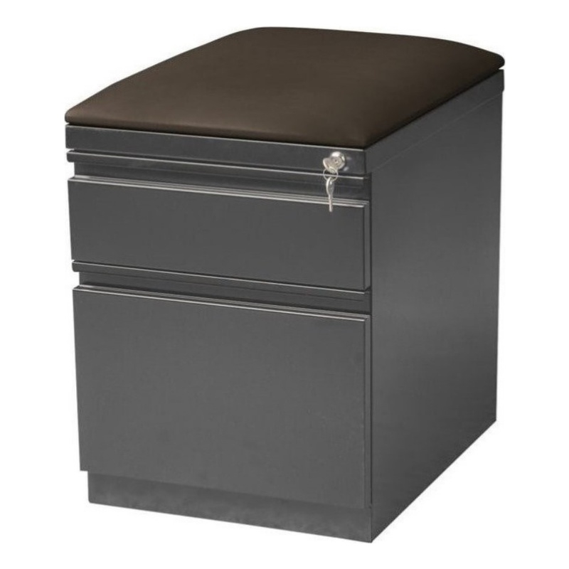 Hirsh 20-in Deep Mobile Pedestal File 2-Drawer Box/File. Black Cushion. Charcoal