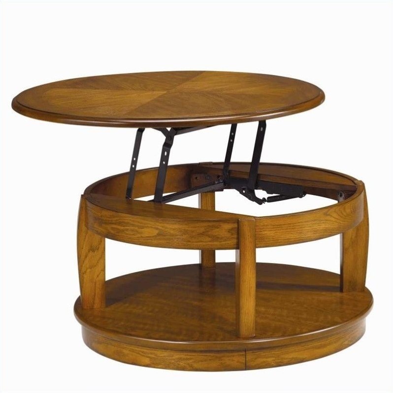 Hammary Ascend Round Lift Top Cocktail Table in Medium Oak ...