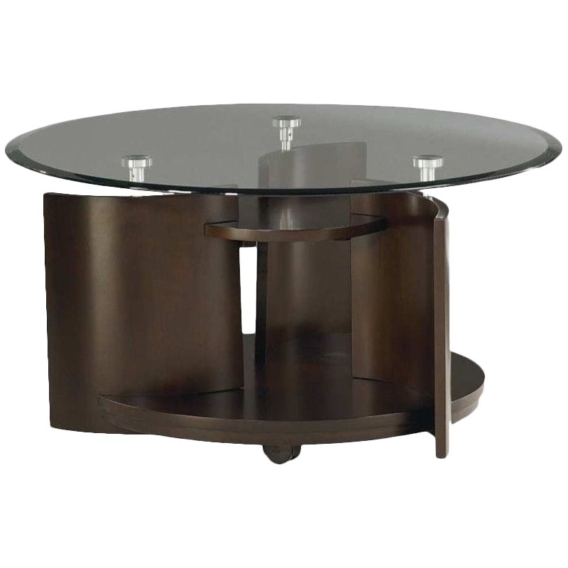 Hammary Apex Round Cocktail Table round Wood glass brown ...