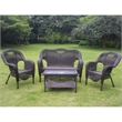 International Caravan Maui 4 Piece Wicker Patio Sofa Set in Pecan