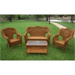 International Caravan Maui 4 Piece Wicker Patio Sofa Set in Pecan