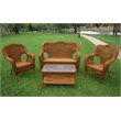 International Caravan Maui 4 Piece Wicker Patio Sofa Set in Mocha