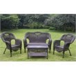 International Caravan Maui 4 Piece Wicker Patio Sofa Set in Black