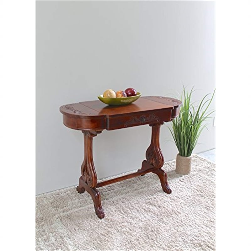 International Caravan Windsor Carved Writing Desk in Walnut Stain