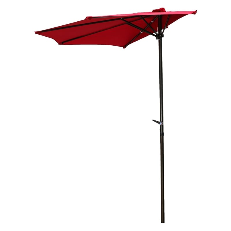 International Caravan St. Kitts 9' Half Patio Umbrella in Ruby Red
