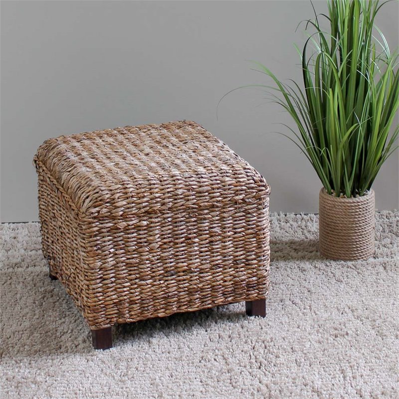 International Caravan Arizona Square Abaca Ottoman in Natural