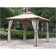 International Caravan St. Kitts Square Gazebo with Drapes in Ruby Red