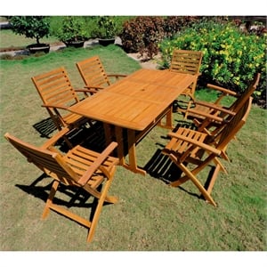 Royal Fiji 7 Piece Patio Dining Set in Stain