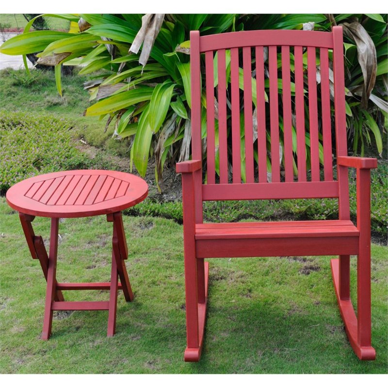 Royal Fiji Patio Rocker with End Table in Barn Red