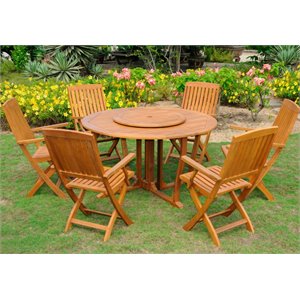 Royal Tahiti Madrid 8 Piece Round Patio Dining Set with Lazy Susan