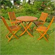 Royal Tahiti Hamburg 5 Piece Round Patio Dining Set in Stain
