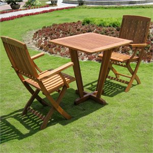 Royal Tahiti Milan 3 Piece Square Patio Bistro Set in Stain