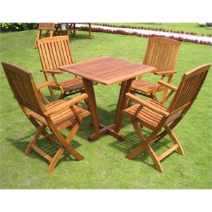 Royal Tahiti Milan 5 Piece Square Patio Bistro Set in Stain