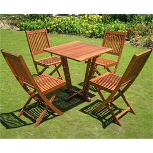 Royal Tahiti Milan 5 Piece Square Patio Bistro Set in Stain