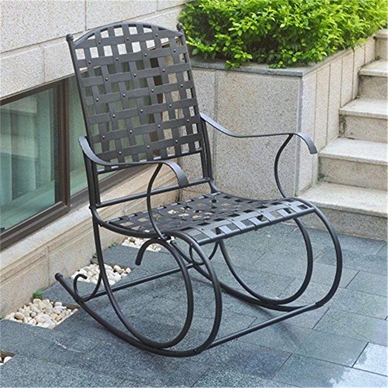 Santa Fe Patio Metal Rocker in Antique Black