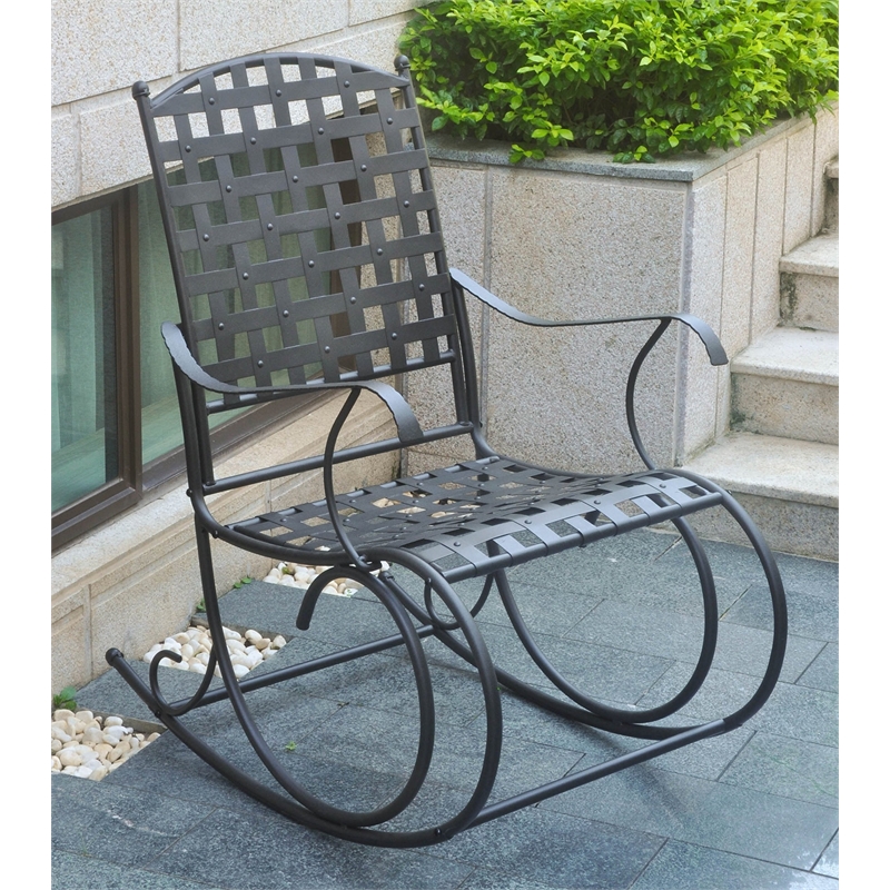 Santa Fe Patio Metal Rocker in Antique Black