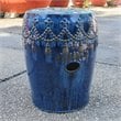 Catalina Tasseled Drum Ceramic Garden Stool in Navy Blue