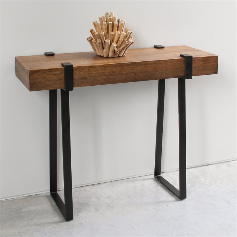International Caravan Hamburg Wood Console Table in Canyon Oak