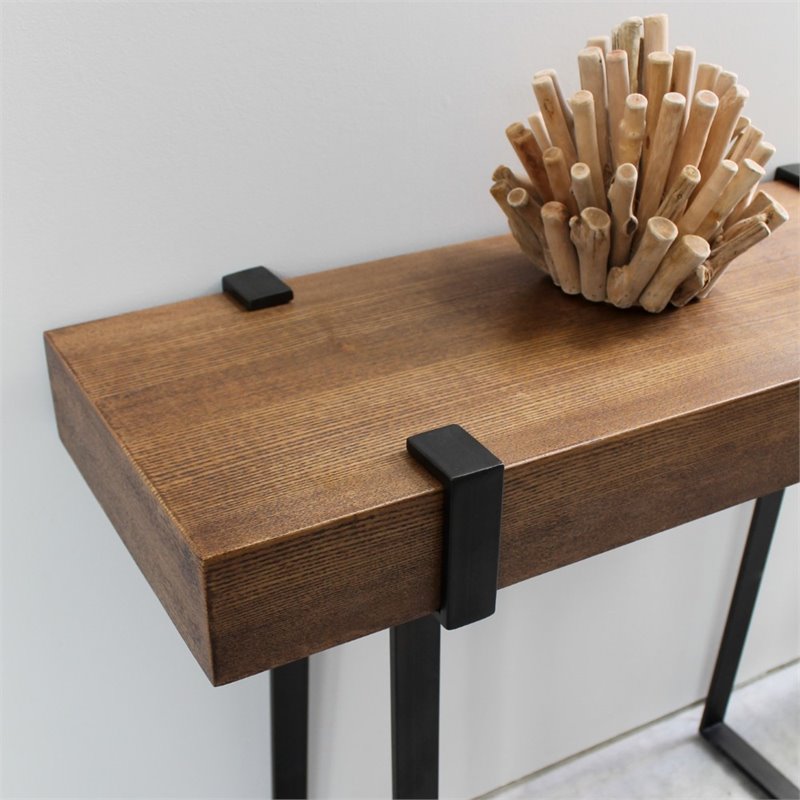 International Caravan Hamburg Wood Console Table in Canyon Oak